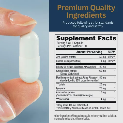 Miniatura 2 de Vision 20 Vitaminas para los ojos, luteína, zeaxantina y extracto de arándano, apoya la fatiga ocular y la salud ocular, mezcla de carotenoides