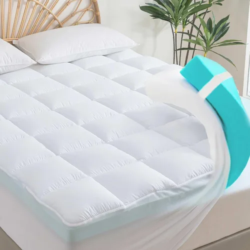 Miniatura 10 de SHOUREN Cubrecolchón de Espuma Viscoelástica de 5 Pulgadas King para Alivio del Dolor de Espalda, Cubrecolchón de Cama de Espuma Viscoelástica