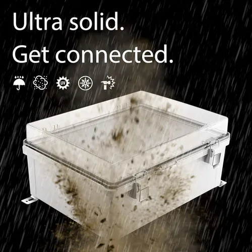 Miniatura 2 de Gratury Caja de conexiones, carcasa de plástico impermeable IP67 para proyectos eléctricos, cubierta gris con bisagras, incluye placa de montaje