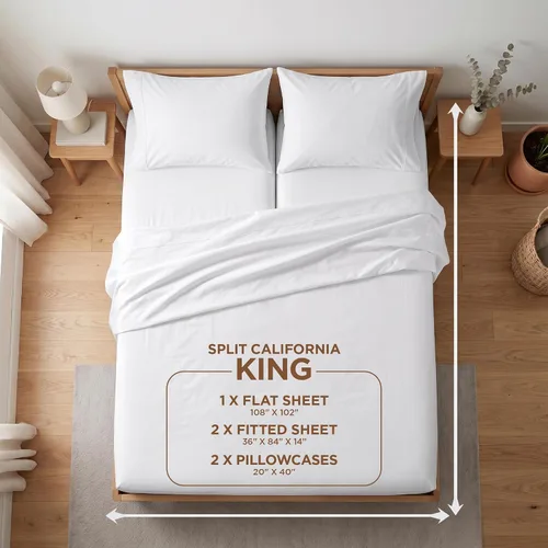 Miniatura 2 de Juego de sábanas divididas California King – Juego de 5 piezas – Sábanas divididas California King para cama ajustable, sábanas ajustables divididas