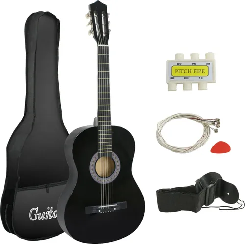 Miniatura 10 de Juego de guitarra acústica de 38 pulgadas para niños, principiantes y amantes de la música, guitarra folclórica de 6 cuerdas con bolsa