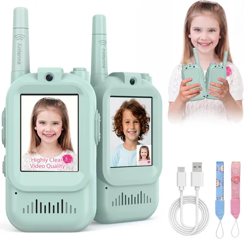 Miniatura 10 de Walkie Talkies para niños, paquete de 2, radios bidireccionales recargables de largo alcance, juguetes para niños y niñas de 3 a 5 años, aventura al