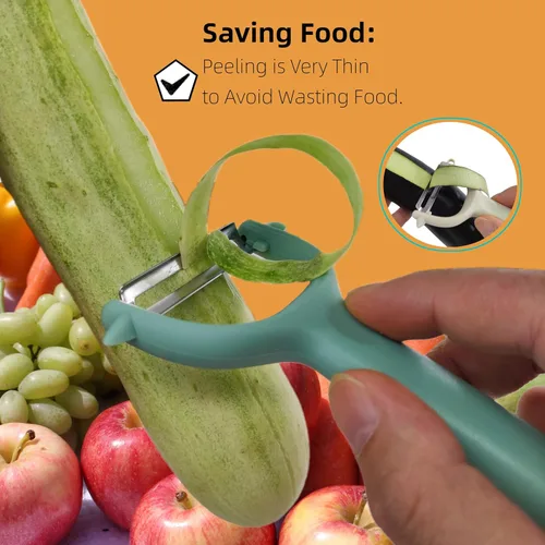 Miniatura 6 de Trez Treamer Paquete de 6 peladores de verduras para cocina, juego de pelador de manzanas de acero inoxidable para verduras, zanahoria, frutas