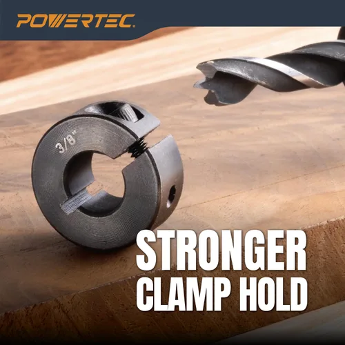Miniatura 5 de POWERTEC Juego de collar de tope de broca, juego de 7 piezas de tapón de profundidad de broca ajustable con llave Allen, tope de brocas con marcas