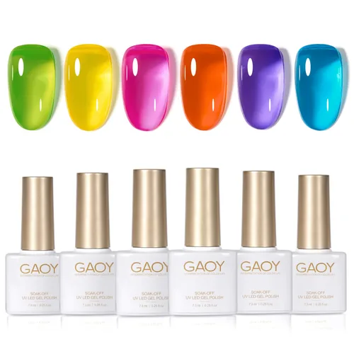 Miniatura 31 de GAOY - Juego de 6 esmaltes de uñas en gel de color rojo borgoña, incluido el kit de esmaltes en gel de color rojo vino cereza oscuro con luz
