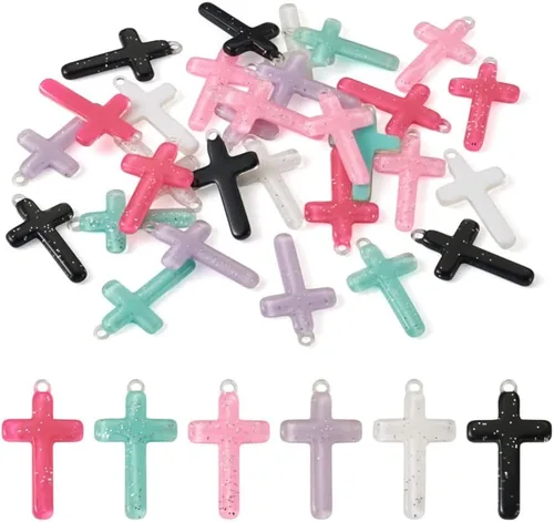 Miniatura 13 de Cheriswelry 100 colgantes de madera con cruz de crucifijo con cruz impresa, dijes de madera teñida religiosos de 32.5 a 1.319 in para hombres