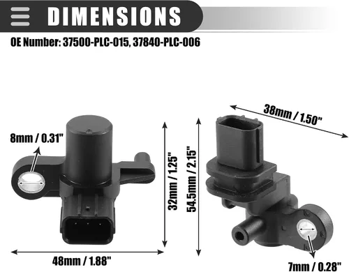 Miniatura 4 de Motoforti Sensor de posición del árbol de levas, para Honda Civic DX EX GX HX LX 1.7L L4 - CNG 1.7L L4 - Gas 2001-2003, ABS, 37500-PLC-015, negro, 1
