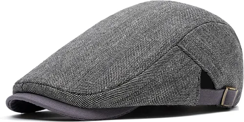 Miniatura 9 de meioro Gorra Plana de Algodón para Hombre Sombrero Newsboy de Tweed Espiga Sombreros Ajustables de Mezcla de Lana Gorras Gatsby Cabbie Ivy