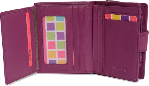 Miniatura 3 de SADDLER - Cartera de piel de lujo para mujer, con cierre RFID, tamaño mediano, con cierre de cremallera, ideal para monedas de identificación
