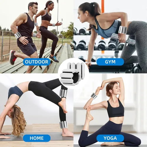 Miniatura 7 de Pesas de tobillo para mujeres y hombres, pulsera de entrenamiento con peso ajustable para muñeca para entrenamiento en casa, entrenamiento de Gris