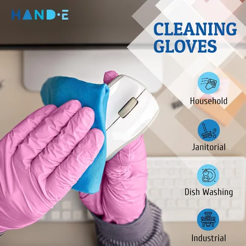 Miniatura 4 de Hand-E Touch - Guantes desechables de nitrilo rosa, para esteticista, técnico de uñas, tinte y estilista de cabello, guantes de limpieza