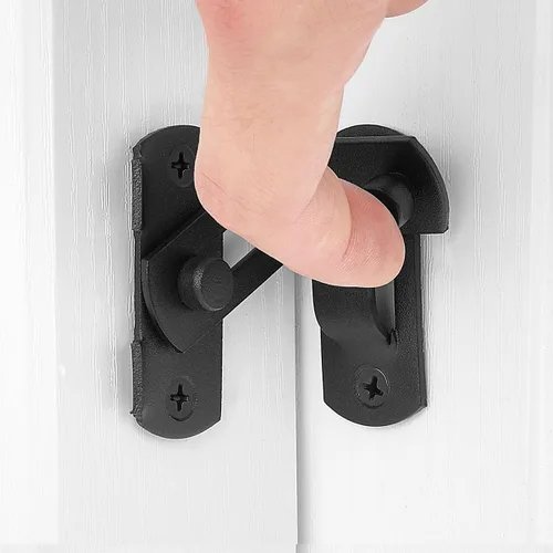 Miniatura 2 de Paquete de 5 cerraduras de puerta de granero abatibles de 90°, cierres de seguridad de alta calidad negro mate para puertas correderas, pestillos
