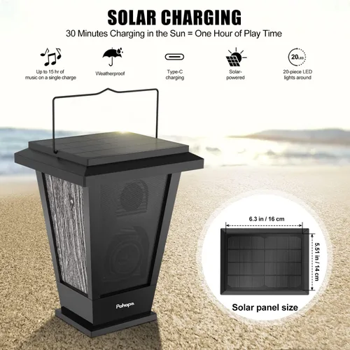 Miniatura 5 de pohopa Altavoces Bluetooth Impermeables, Alimentados por Energía Solar, Paquete de 2, Sonido Estéreo Inalámbrico Verdadero de 20W, Emparejamiento
