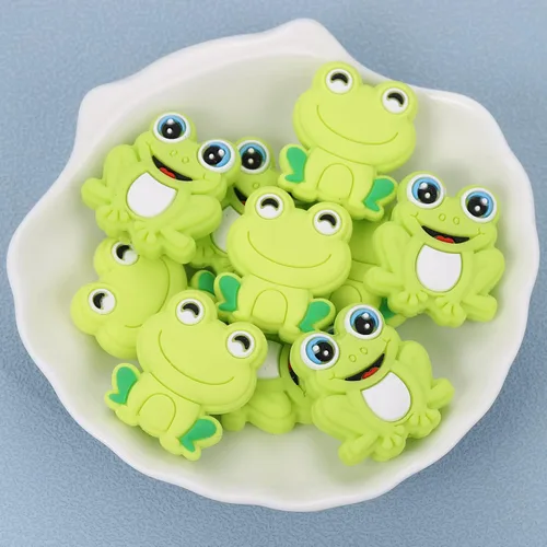 Miniatura 3 de 10 Piezas Cuentas de Silicona de Animales - Lindas Cuentas a Granel DIY para Manualidades, Bolígrafo, Correas de Teléfono, Colgantes de Bolsa (Rana)