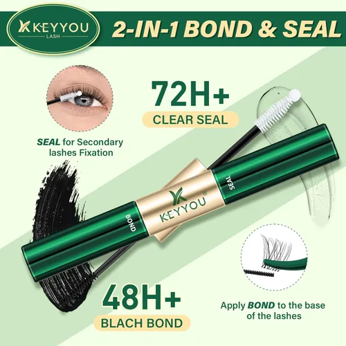 Miniatura 2 de KEYYOU Pegamento de pestañas impermeable y adhesivo para racimos de pestañas 72H, pegamento de pestañas de larga duración y fuerte adhesión, no Negro