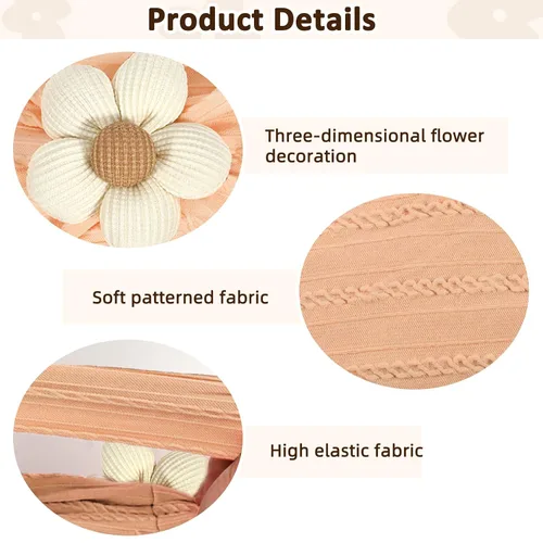 Miniatura 6 de MIUXUESO 3 Piezas Diademas de Flores para Bebé Diademas de Nylon para Niñas Bebé Diademas Suaves Accesorios para el Cabello para Recién Nacidos