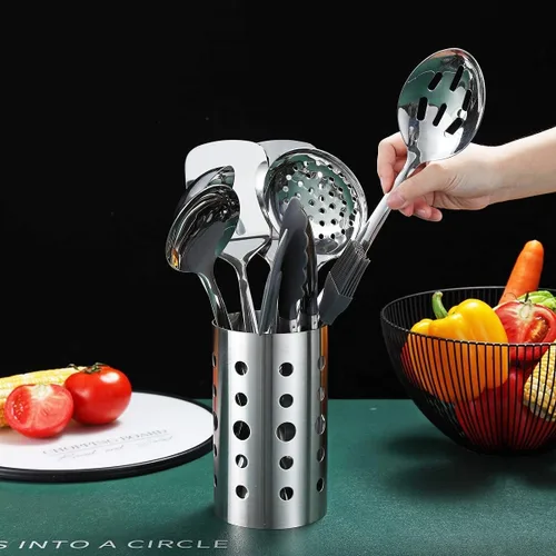 Miniatura 3 de Berglander - Juego de utensilios de cocina de acero inoxidable, set de 13 piezas, con soporte para utensilios, antiadherentes y resistentes al