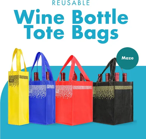 Miniatura 2 de Simply Green Solutions - Bolsas de vino reutilizables para 1-6 botellas, juego de 4, laberinto