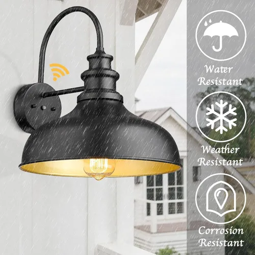Miniatura 5 de Bestshared Luz de granero de granja con sensor de anochecer a amanecer, aplique de pared exterior antioxidante, farol de pared al aire libre