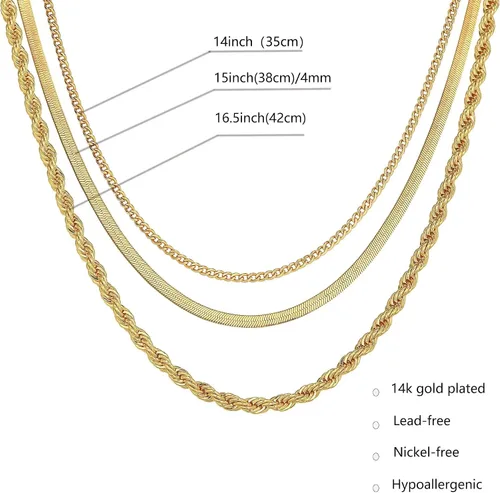 Miniatura 73 de Collares en capas para mujer, chapados en plata, delicada cuerda torcida de serpiente, delicado collar en capas, gargantilla de diferentes