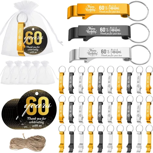 Miniatura 16 de Dandat 50 Sets 40th Birthday Party Favors for Guests Birthday Beer Opener Keychain Cheers to 40 Bottle Opener Keychain with Thank You Cards and Gift