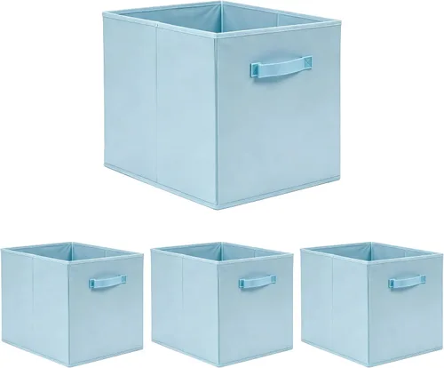 Contenedores plegables de tela [Juego de 4] contenedores plegables para almacenamiento, cubos organizadores, 13 x 15 x 13 pulgadas (gris)