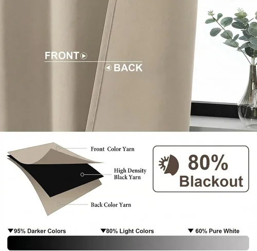 Miniatura 2 de Gwine Cortinas opacas para dormitorio, 54 pulgadas de largo, paneles de cortina de ventana con aislamiento térmico y reducción de ruido, cortinas