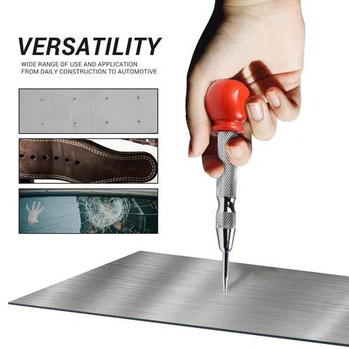 Miniatura 7 de Rok Hardware 5-1/8 "Herramienta automática de perforación de agujero central de acero con resorte para metal, madera y plástico ROKCPUNCH