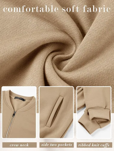 Miniatura 7 de MEROKEETY Sudaderas de manga larga con cremallera para mujer, chaquetas casuales sueltas con bolsillos