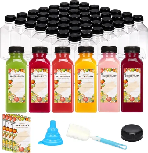Miniatura 13 de TOMNK 12pcs 2oz Plastic Shot Juice Bottles with Caps, Reusable Clear Bulk Beverage Containers for Ginger Shot, Juice, Milk and Other Beverages