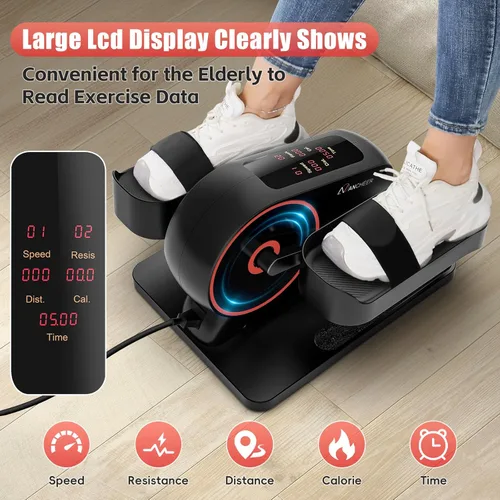 Miniatura 3 de ANCHEER Máquina elíptica para debajo del escritorio, mini bicicleta estática 2 en 1, pantalla digital, 9 niveles de resistencia, 12 niveles