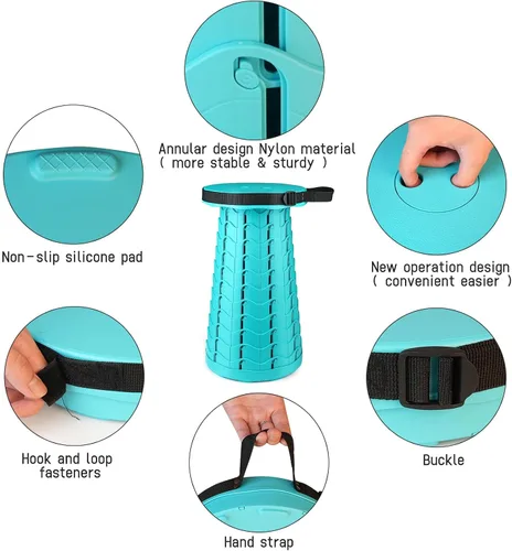 Miniatura 3 de FoldingStool colorido cuerpo taburete plegable portátil capacidad de carga máxima 397 libras, taburetes plegables telescópicos taburetes retráctiles