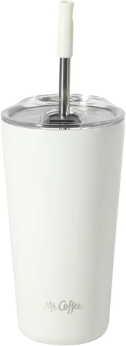 Miniatura 9 de Mr. Coffee Java Quest - Vaso térmico de acero inoxidable de doble pared de 16 onzas con tapa y popote reutilizable, con aislamiento térmico
