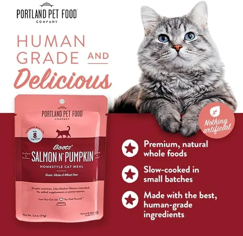 Miniatura 2 de Portland Pet Food Company - Paquete variado de variedad mixta de grado humano, bolsa de comida húmeda y suave para gatos, mezcladora y comida