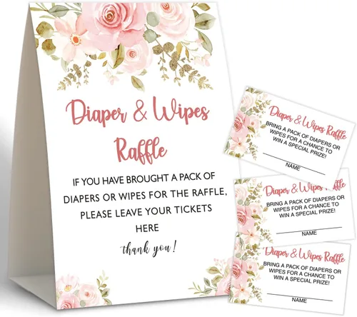 Juego floral bohemio para baby shower, rifas de pañales, boletos para rifas de pañales para baby shower, centros de mesa de baby shower,