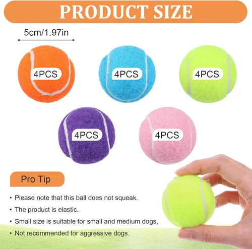 Miniatura 2 de DIVINA VITAE 20 pelotas de tenis pequeñas para perros, 2 pulgadas, coloridas mini pelotas de tenis para todos los lanzadores de pelotas de perro