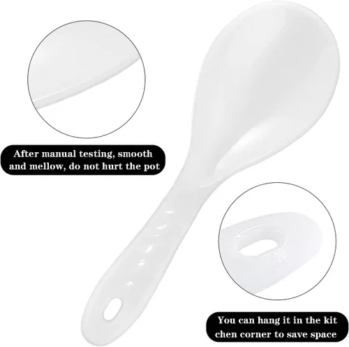 Miniatura 3 de 2 cucharas de plástico para remo de arroz, espátula de arroz antiadherente, cuchara de servir de 7.87 pulgadas (blanco B)