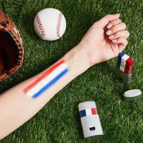 Miniatura 5 de Maxcheck 3 piezas de pintura facial con bandera de Estados Unidos para el 4 de julio, 250 aniversario, mezclable, reducción de reflejos segura