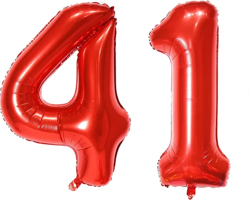 Miniatura 76 de Globo de helio rojo del número 10 de 40 pulgadas, autosellado para decoración de fiesta de cumpleaños y decoración de fiesta de aniversario (rojo 10)