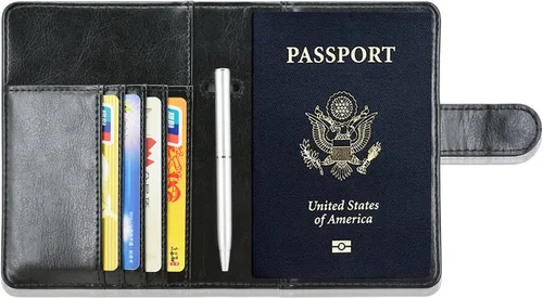 Miniatura 5 de Funda para pasaporte ACdream, piel de calidad superior, cartera con bloqueo RFID