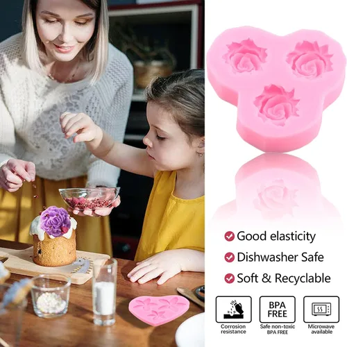 Miniatura 3 de ZiXiang Moldes de silicona de flores Plumeria Peony Rose Pansy Fondant para decoración de pasteles, decoración de cupcakes, gelatina, caramelo