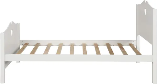 Miniatura 5 de MERITLINE Base de cama de plataforma de tamaño individual, cama de plataforma de madera maciza con cabecera y estribo, soporte de listones de madera