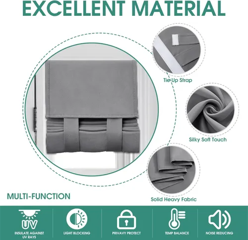 Miniatura 3 de HOMEIDEAS Cortinas opacas para puerta francesa, cortinas de luz lateral para puerta delantera, 2 paneles, persianas laterales para ventanas