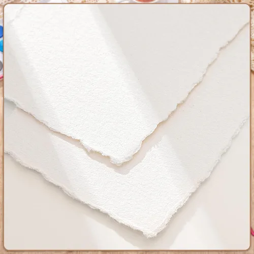 Miniatura 3 de 50 hojas de papel de acuarela de 8.5 x 11 pulgadas, papel rugoso / texturizado hecho a mano de 5.64 oz/m² con bordes deckled para invitaciones