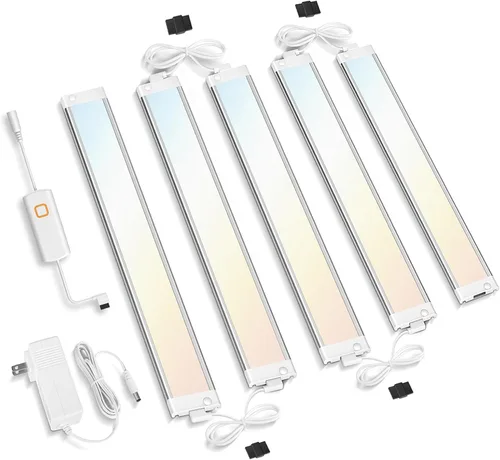 Miniatura 11 de MYPLUS Kit de iluminación LED para debajo del gabinete, luz de cocina de 5 temperaturas de color debajo de la cabina con aplicación de malla