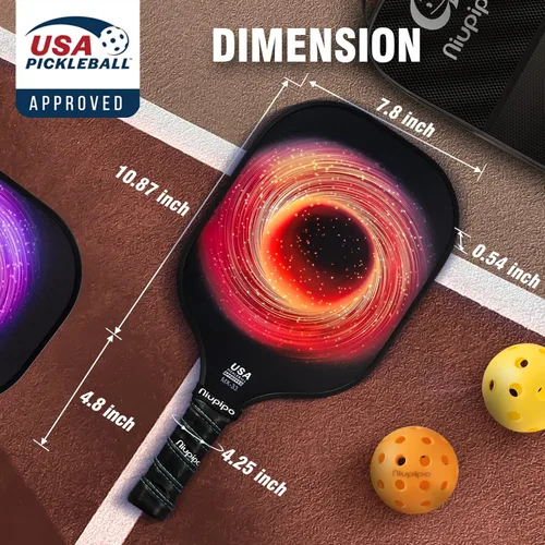 Miniatura 5 de niupipo Pickleball Paddles Set of 2 or 4, USAPA Approved Fiberglass Pickleball Paddle Set with Balls and Bag, Polypropylene Honeycomb Core
