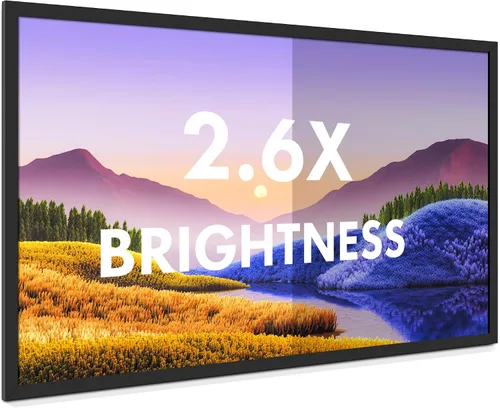 Pantalla de proyector de alta ganancia con marco fijo de SilverMagic - Ganancia de 2.6X y 30% ALR - Pantalla blanca para montaje en pared para