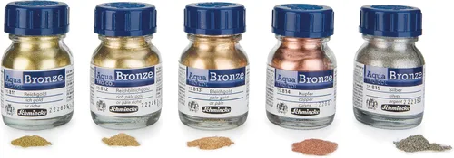 Miniatura 2 de Schmincke - Aqua-Bronze, oro pálido rico, 20 ml, 15 812 032, efectos metálicos brillantes en pinturas gouache y acuarela, papel, cartón, tabla