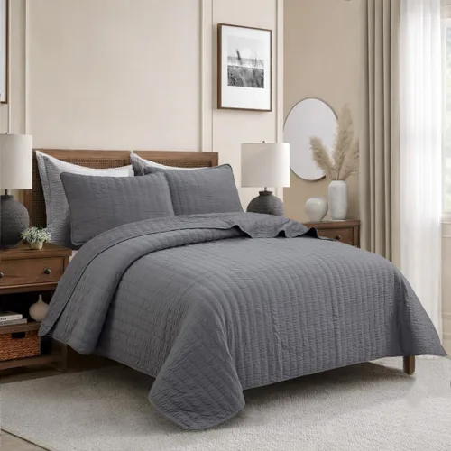 Miniatura 21 de Cozy Line Home Fashions Juego de edredón de ropa de cama de medallón victoriano de algodón 100% blanco sólido matelassé en relieve, colcha ligera