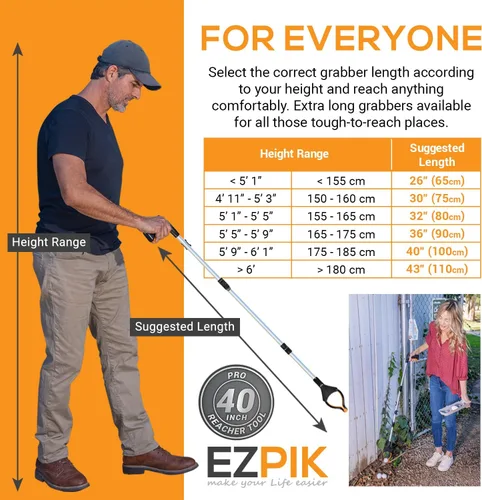 Miniatura 6 de EZPIK herramienta de agarre extendida de 102 cm para personas mayores - Palillos de agarre de basura para adultos mayores - Garra de agarre